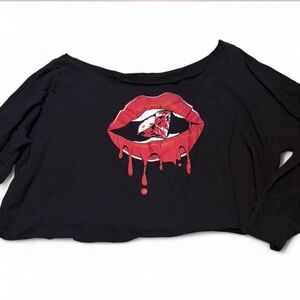 Fashion Nova Black Sweatshirt with Red Lips Graphic